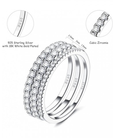 S925 Sterling Silver Ring Women's Eternity Rings Sterling Slver Wedding Bands for Women Cubic Zirconia Eternity Ring for Wome...