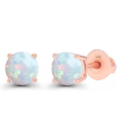 Solid 14K Gold 5mm Round Hypoallergenic Genuine Birthstone Solitaire Screwback Stud Earrings Opal Created Rose Gold $66.15 Ea...