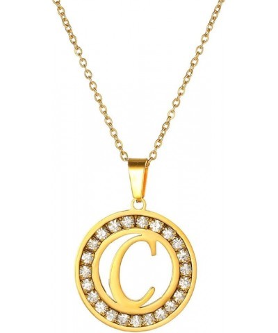 A-Z letter pendant necklace Attractive female initials chain necklace, inlaid crystal letter necklace C $6.25 Necklaces