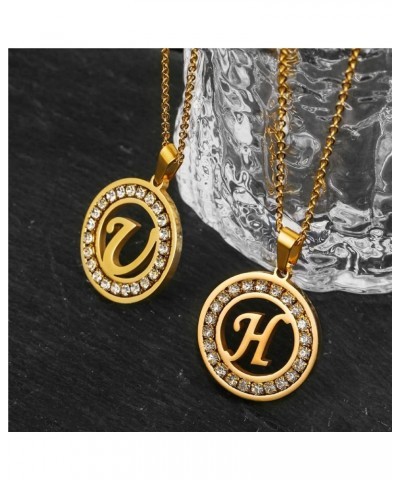 A-Z letter pendant necklace Attractive female initials chain necklace, inlaid crystal letter necklace C $6.25 Necklaces