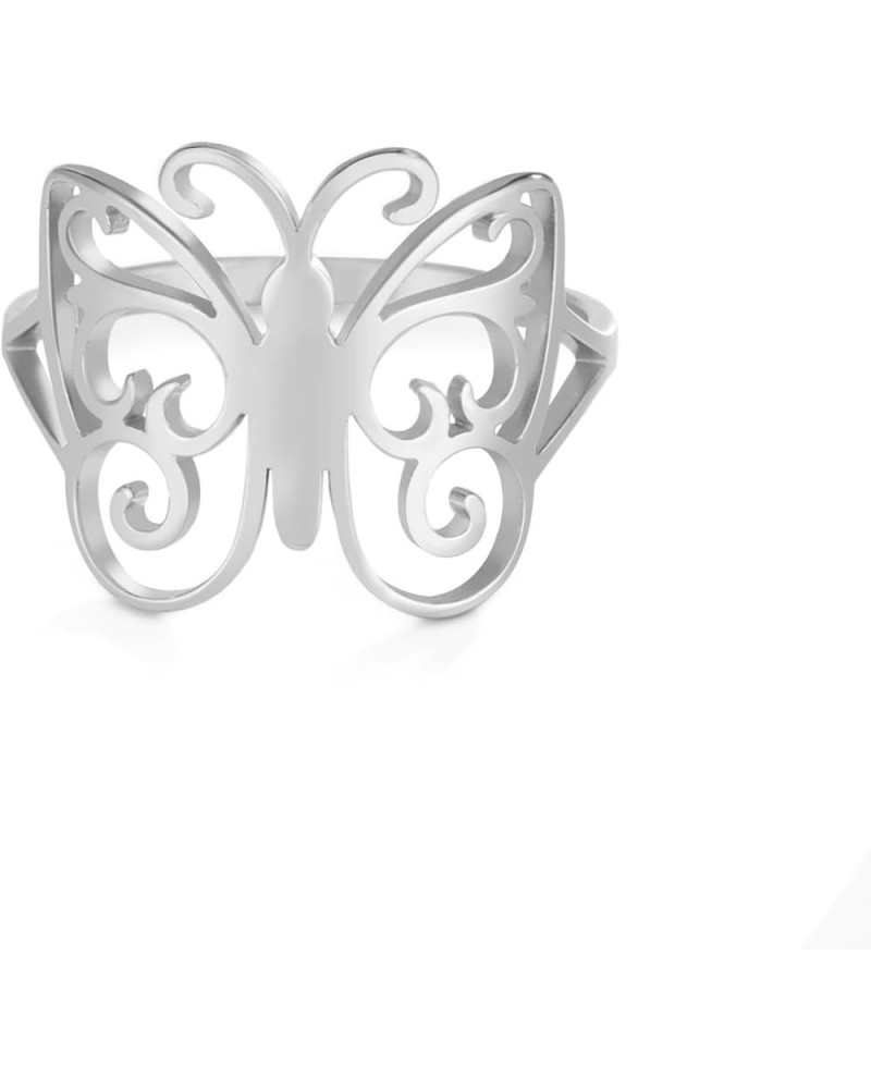 Butterfly Rings Stainless Steel Flying Elves Rings Dragonfly Rings Promise Ring Jewelry Gift for Women Charming Ladies Diamet...