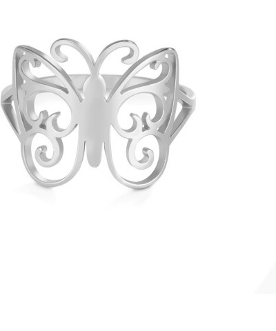 Butterfly Rings Stainless Steel Flying Elves Rings Dragonfly Rings Promise Ring Jewelry Gift for Women Charming Ladies Diamet...