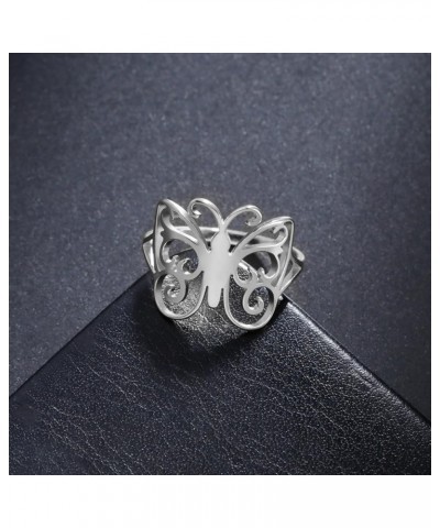 Butterfly Rings Stainless Steel Flying Elves Rings Dragonfly Rings Promise Ring Jewelry Gift for Women Charming Ladies Diamet...