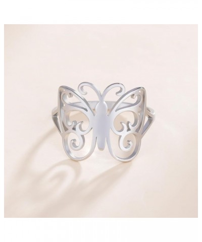 Butterfly Rings Stainless Steel Flying Elves Rings Dragonfly Rings Promise Ring Jewelry Gift for Women Charming Ladies Diamet...