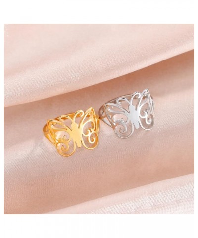 Butterfly Rings Stainless Steel Flying Elves Rings Dragonfly Rings Promise Ring Jewelry Gift for Women Charming Ladies Diamet...