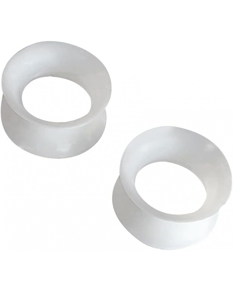 White Ultra Thin Walled Silicone Double Flared Gauges Flexi Ear Tunnels Pair 9/16" (14mm) $6.60 Body Jewelry