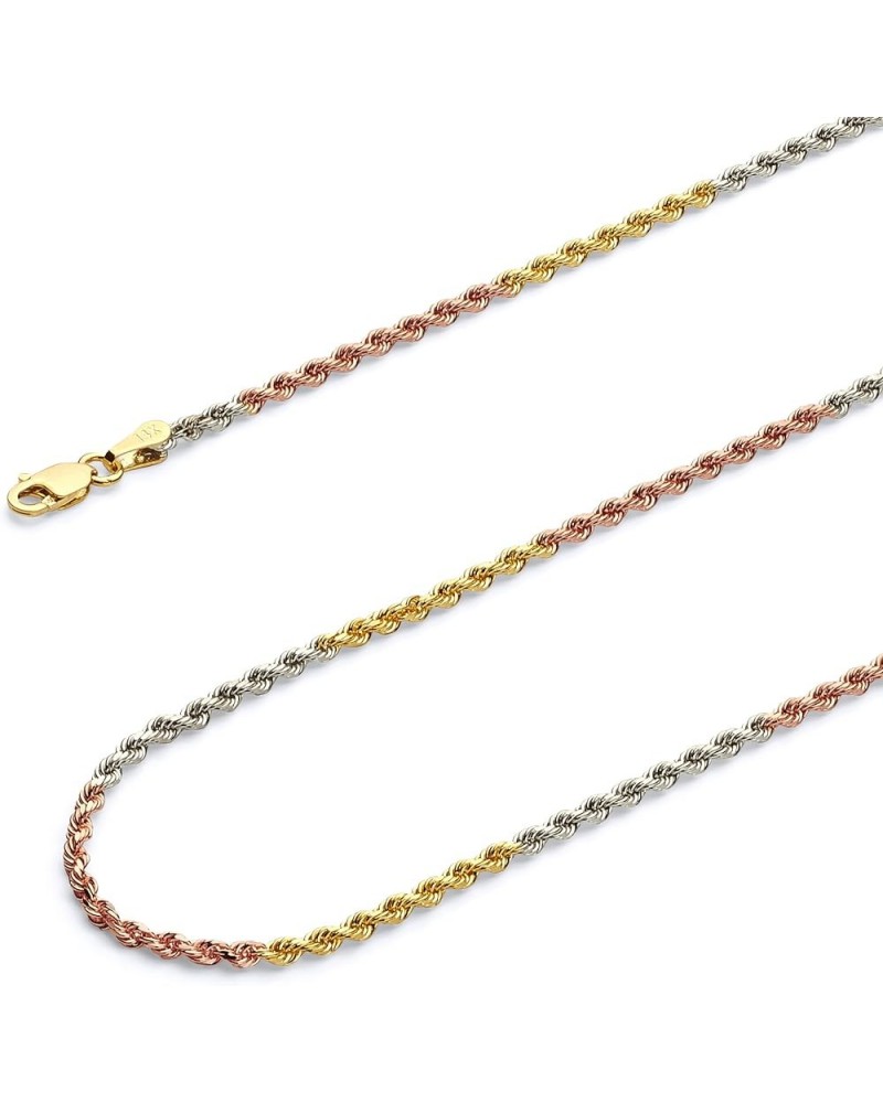 14K Solid Gold Heavy Rope Chains (Select Options) 16 Inches Tri Color Gold $1.00 Necklaces