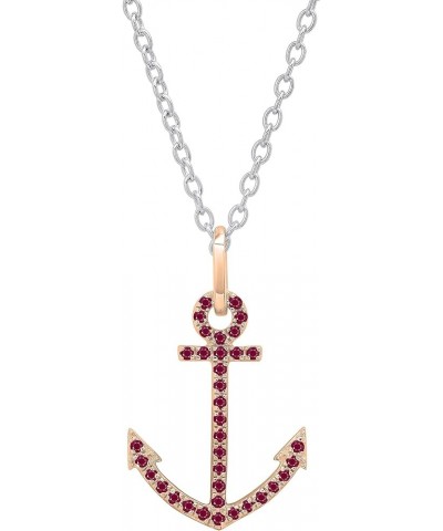 Ladies Anchor Pendant (Silver Chain Included), Available In Round Diamonds, Gemstones & Metal in 10K/14K/18K Gold & 925 Sterl...