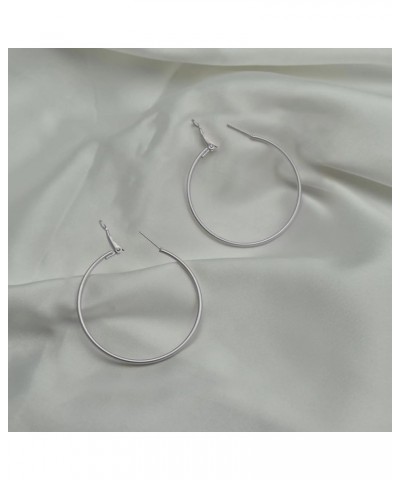 Lightweight Large 18K Gold Hoop Earrings For Women Hypoallergenic 925 Sterling Silver Hoop Earrings 40/50/60/65MM silver $4.6...