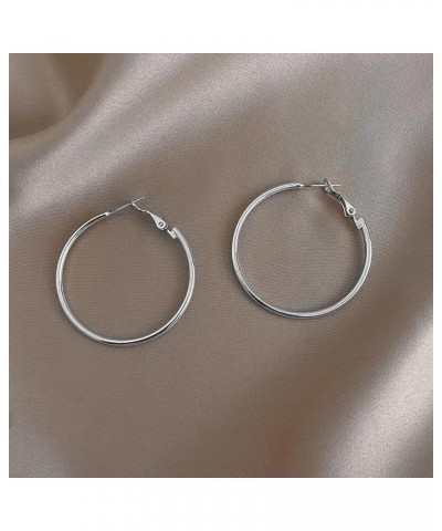 Lightweight Large 18K Gold Hoop Earrings For Women Hypoallergenic 925 Sterling Silver Hoop Earrings 40/50/60/65MM silver $4.6...