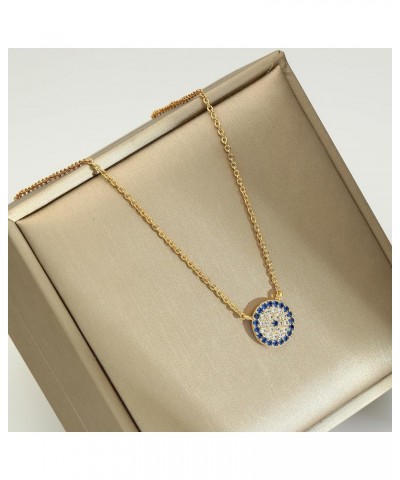 Gold Evil Eye Necklace,14K Gold Plated Dainty Solitaire Minimalist Diamond Evil Eye Simple Necklace For Women Girls Gold Jewe...