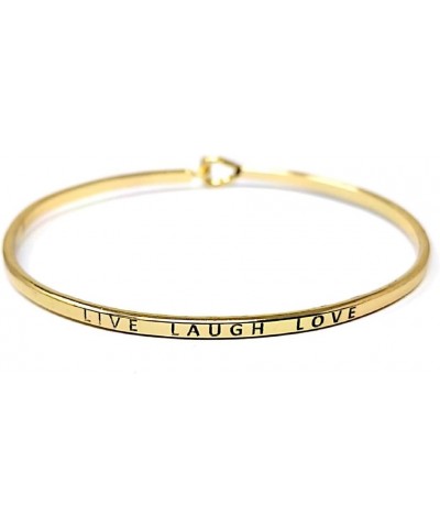 Inspirational Positive Quote Message Engraved Thin Cuff Bangle Hook Bracelet LIVE LAUGH LOVE-GOLD $8.79 Bracelets