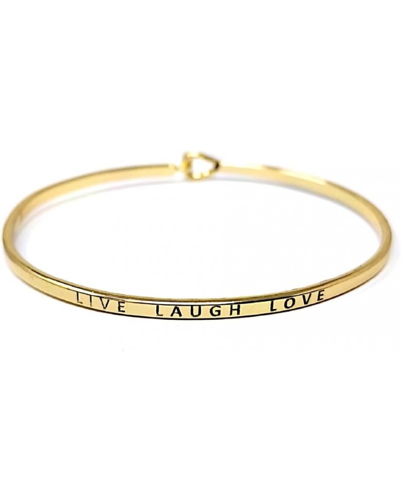 Inspirational Positive Quote Message Engraved Thin Cuff Bangle Hook Bracelet LIVE LAUGH LOVE-GOLD $8.79 Bracelets