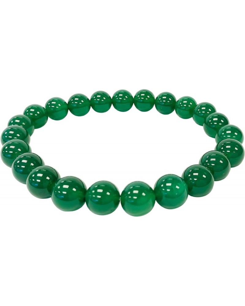 8mm Natural Round Gemstone Energy Power Crystal Beads Handmade Elastic Stretch Unisex Bracelet One Size Fits All green agate ...