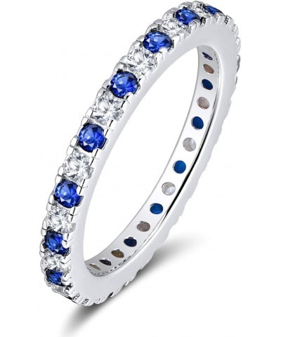 Eternity Bridal Wedding Band Ring Blue Clear Cubic Zirconia Sterling Silver $12.04 Rings