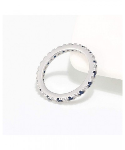 Eternity Bridal Wedding Band Ring Blue Clear Cubic Zirconia Sterling Silver $12.04 Rings