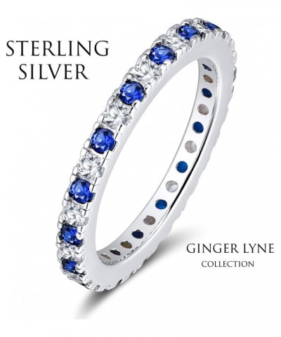 Eternity Bridal Wedding Band Ring Blue Clear Cubic Zirconia Sterling Silver $12.04 Rings