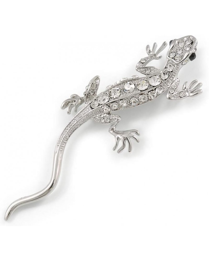 Crystal Lizard With Green Eyes Brooch (Silver Tone Metal) $17.32 Brooches & Pins