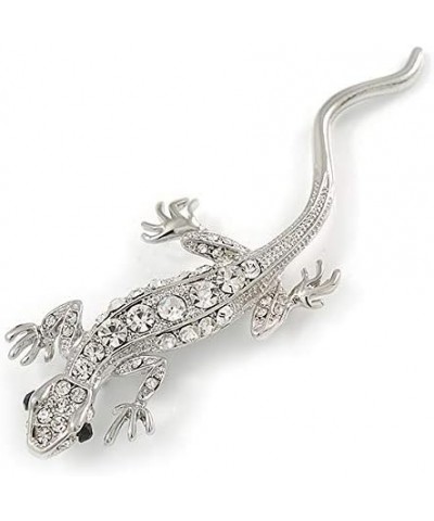 Crystal Lizard With Green Eyes Brooch (Silver Tone Metal) $17.32 Brooches & Pins