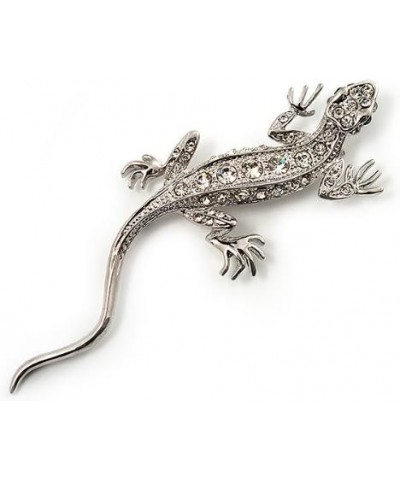 Crystal Lizard With Green Eyes Brooch (Silver Tone Metal) $17.32 Brooches & Pins