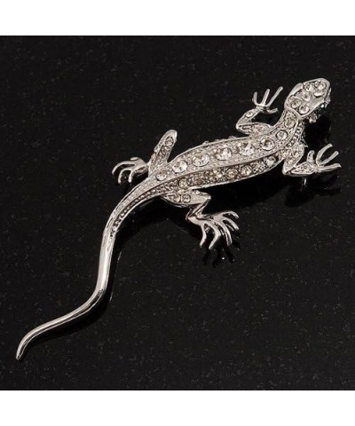 Crystal Lizard With Green Eyes Brooch (Silver Tone Metal) $17.32 Brooches & Pins