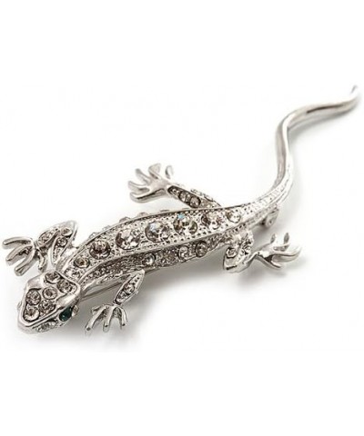 Crystal Lizard With Green Eyes Brooch (Silver Tone Metal) $17.32 Brooches & Pins