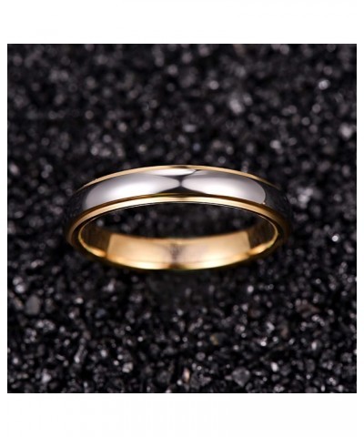 Tungsten Rings for Men Women 4mm/6mm/8mm Gold Silver Two-Tone Wedding Bands Step Edges Comfort Fit Size 5-12 4mm-Gold & Silve...