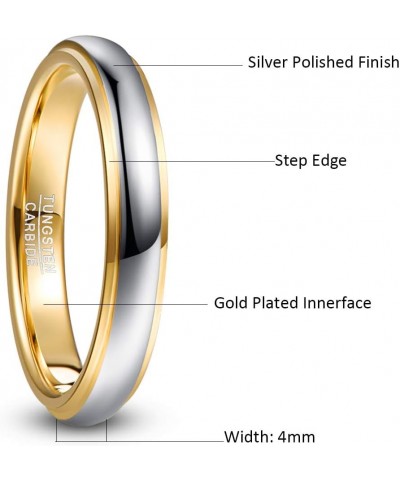 Tungsten Rings for Men Women 4mm/6mm/8mm Gold Silver Two-Tone Wedding Bands Step Edges Comfort Fit Size 5-12 4mm-Gold & Silve...