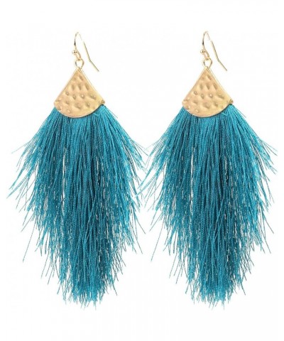 Feather Fringe Earrings for Women - Colorful Earrings - Choice of Color Teal Blue $6.50 Earrings