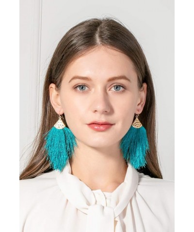 Feather Fringe Earrings for Women - Colorful Earrings - Choice of Color Teal Blue $6.50 Earrings