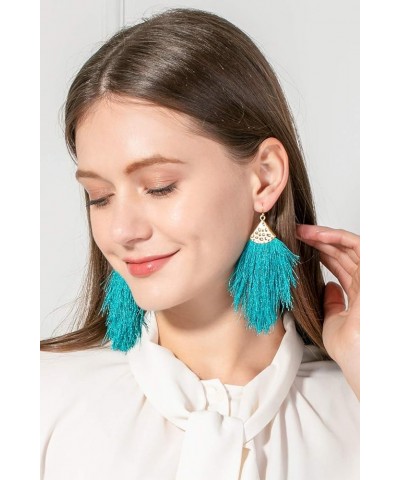 Feather Fringe Earrings for Women - Colorful Earrings - Choice of Color Teal Blue $6.50 Earrings