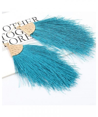 Feather Fringe Earrings for Women - Colorful Earrings - Choice of Color Teal Blue $6.50 Earrings