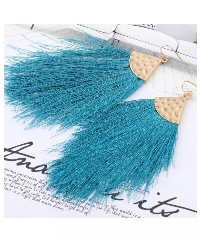 Feather Fringe Earrings for Women - Colorful Earrings - Choice of Color Teal Blue $6.50 Earrings