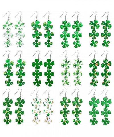 12 Pairs St. Patrick's Day Earrings Bulk for Women Girls Shamrock Dangle Drop Earrings Green Leather Earrings Good Luck Earri...