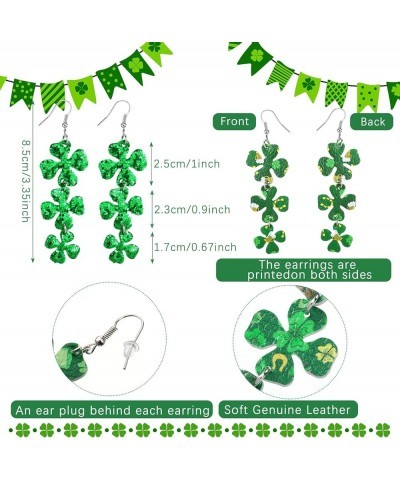 12 Pairs St. Patrick's Day Earrings Bulk for Women Girls Shamrock Dangle Drop Earrings Green Leather Earrings Good Luck Earri...