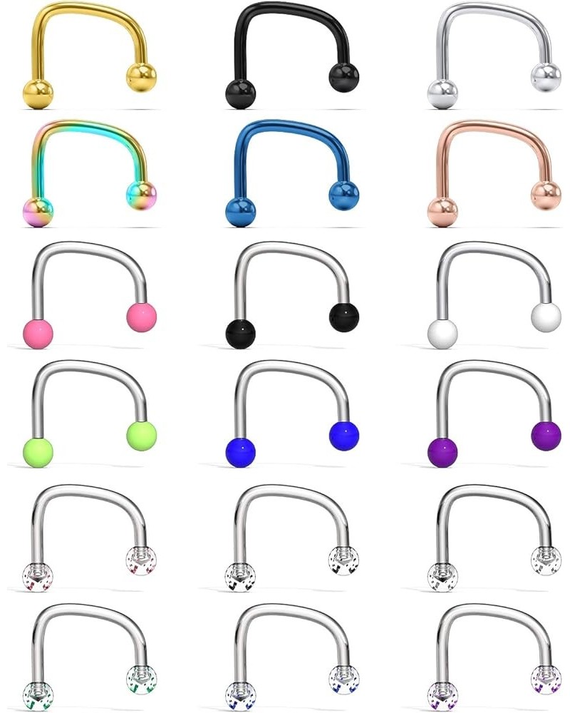 16G Surgical Steel Lip Hoop Rings C-Shaped Barbell Monroe Labret Medusa Piercing Jewelry for Women Men 18 Pieces 18pcs/16g $7...