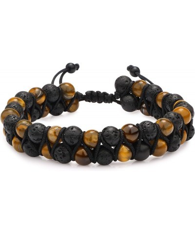 To My Man Mens Bead Bracelet for Boyfriend Husband, Adjustable 8mm Mens Tiger Eye Black Matte Agate Bead Bracelets To My Boyf...