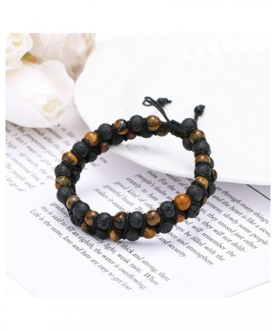 To My Man Mens Bead Bracelet for Boyfriend Husband, Adjustable 8mm Mens Tiger Eye Black Matte Agate Bead Bracelets To My Boyf...