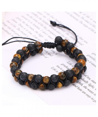 To My Man Mens Bead Bracelet for Boyfriend Husband, Adjustable 8mm Mens Tiger Eye Black Matte Agate Bead Bracelets To My Boyf...