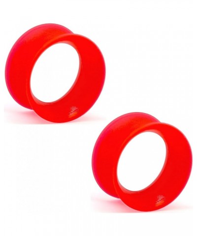 KAOS BRAND: Pair of UV Red Silicone Double Flared Skin Eyelets 0g $12.96 Body Jewelry