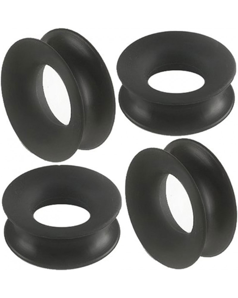 Black Double Flared Tunnels Ear Plugs SI04 Wholesale Lot Stretching Stretchers Bulk Piercing 4Pcs 7/8 inch 22mm $9.30 Others