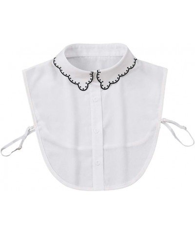 OL Joker Shirt Fake Collar Black Side Embroidery Chiffon Decorative Collar Petal Collar $8.47 Clothing