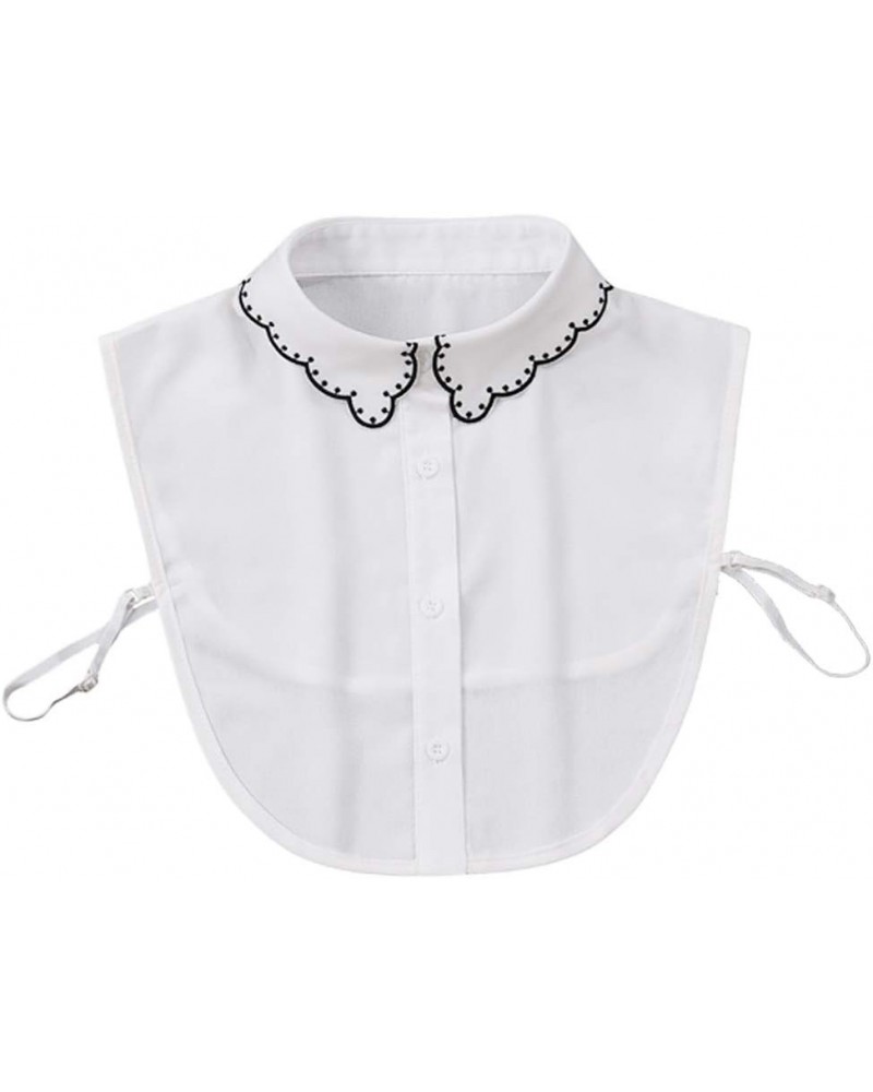 OL Joker Shirt Fake Collar Black Side Embroidery Chiffon Decorative Collar Petal Collar $8.47 Clothing