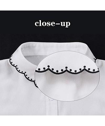 OL Joker Shirt Fake Collar Black Side Embroidery Chiffon Decorative Collar Petal Collar $8.47 Clothing