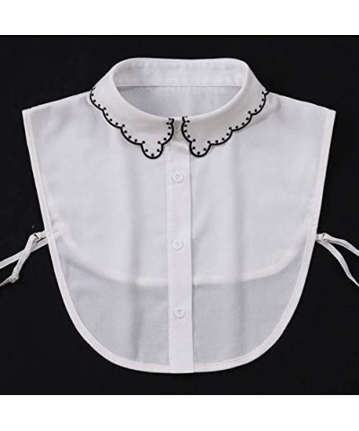 OL Joker Shirt Fake Collar Black Side Embroidery Chiffon Decorative Collar Petal Collar $8.47 Clothing