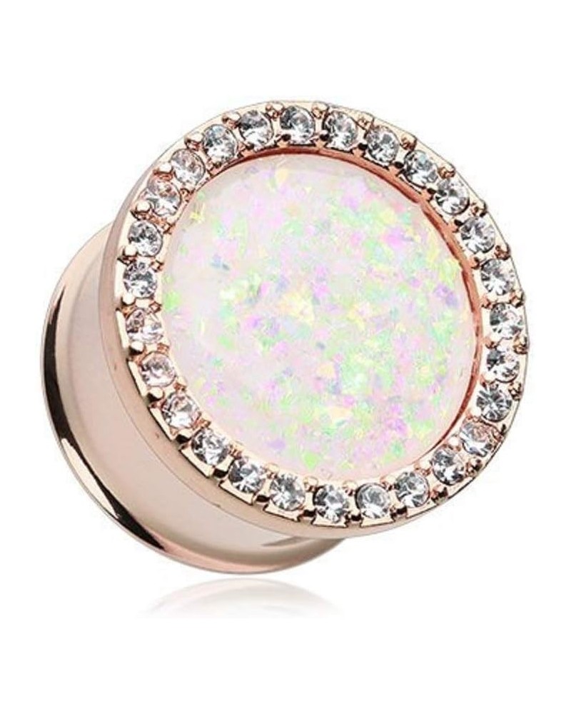 Rose Gold Opal Elegance Multi-Gem Ear Gauge Plug 1/2" (12.5mm) $14.88 Body Jewelry