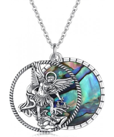 925 Sterling Silver ST Michael/Mushroom/Cat Pendant Necklace Abalone Shell Jewelry Gifts for Women Girls Men Michael $34.44 N...