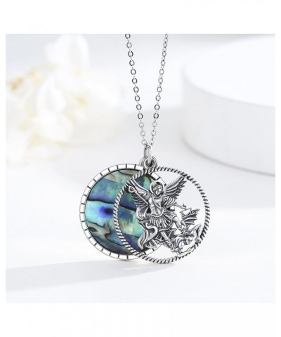 925 Sterling Silver ST Michael/Mushroom/Cat Pendant Necklace Abalone Shell Jewelry Gifts for Women Girls Men Michael $34.44 N...