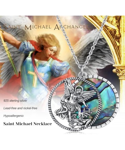 925 Sterling Silver ST Michael/Mushroom/Cat Pendant Necklace Abalone Shell Jewelry Gifts for Women Girls Men Michael $34.44 N...