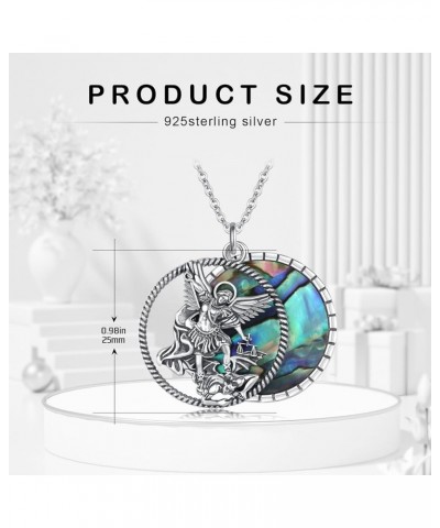 925 Sterling Silver ST Michael/Mushroom/Cat Pendant Necklace Abalone Shell Jewelry Gifts for Women Girls Men Michael $34.44 N...